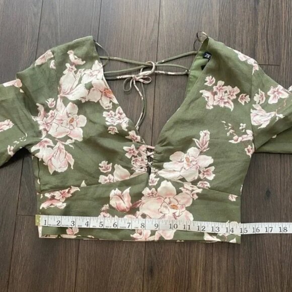 ZARA Floral Linen Crop Top - Picture 7 of 15